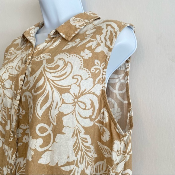 Women's Linen Blend Paisley Floral Top XL Coastal Lightweight Transitional - Picture 5 of 10